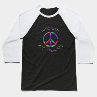 Colorful Hippie At Heart Peace Sign Baseball T-Shirt